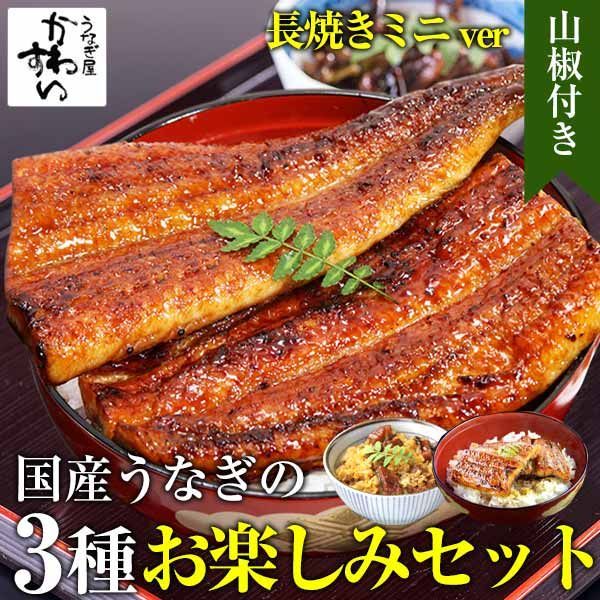 長焼きミニ 3種お楽しみセット うなぎ 国産うなぎ 蒲焼き うなぎ屋かわすい グルメ うなぎ屋かわすい ウナギ 鰻 蒲焼き 内祝い ギフト 誕生日プレゼント 土用丑 きざみうなぎ カット蒲焼き 山椒付き
