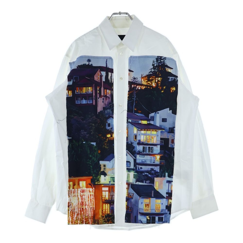 MSGM エムエスジーエム ×Seth Armstrong ×セスアームストロング ドッキングデザイン 長袖シャツ ホワイト 3040ME17Y