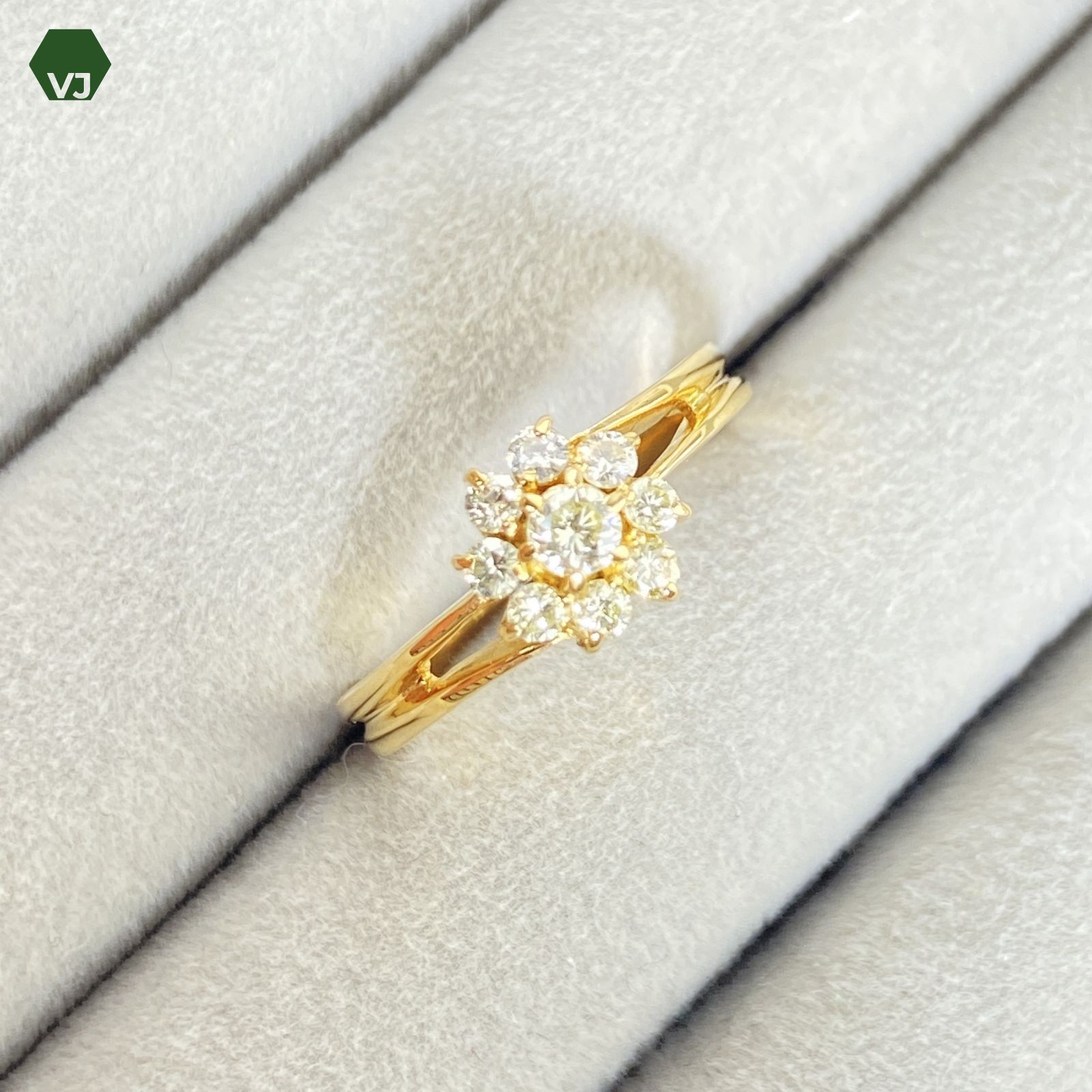 20-22】ダイヤモンド リング D0.3ct【中古】【K18YG】【9.5号】☆By 