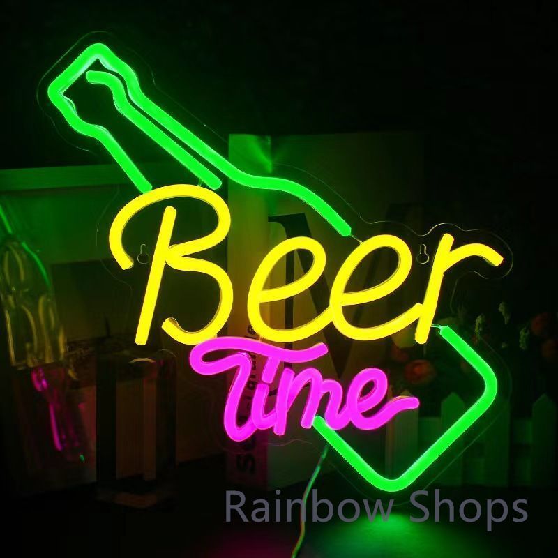 【新品】ネオンサイン★壁掛け★ネオンイト beer time 発光サイン★ネオン管★壁装飾 おしゃれ LED ネオン看板 部屋 インテリア バー カフェ 車 屋内 販売店 趣味 照明gut27