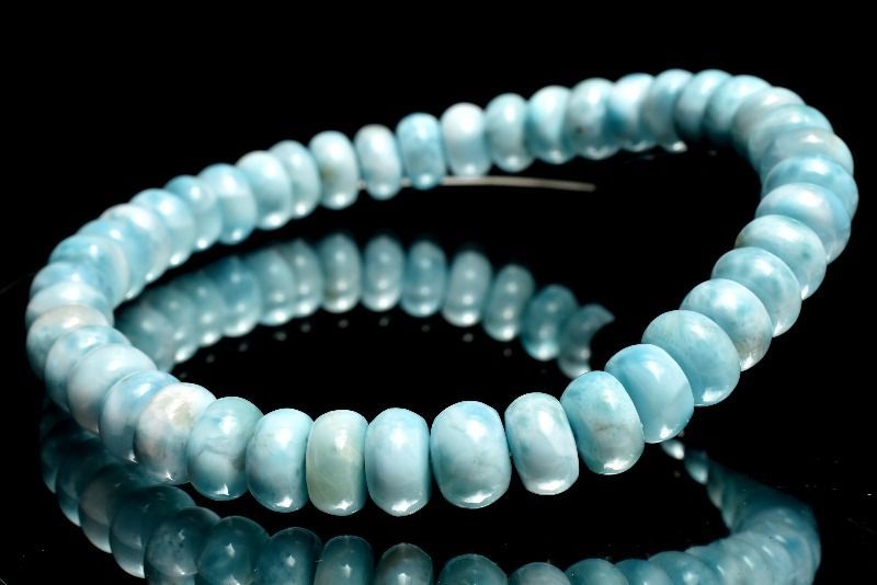 ラリマー ブレス期間限定お値下げ！ 1点物】癒しの波模様！ ラリマー 3.5-5x7.5mm ボタン