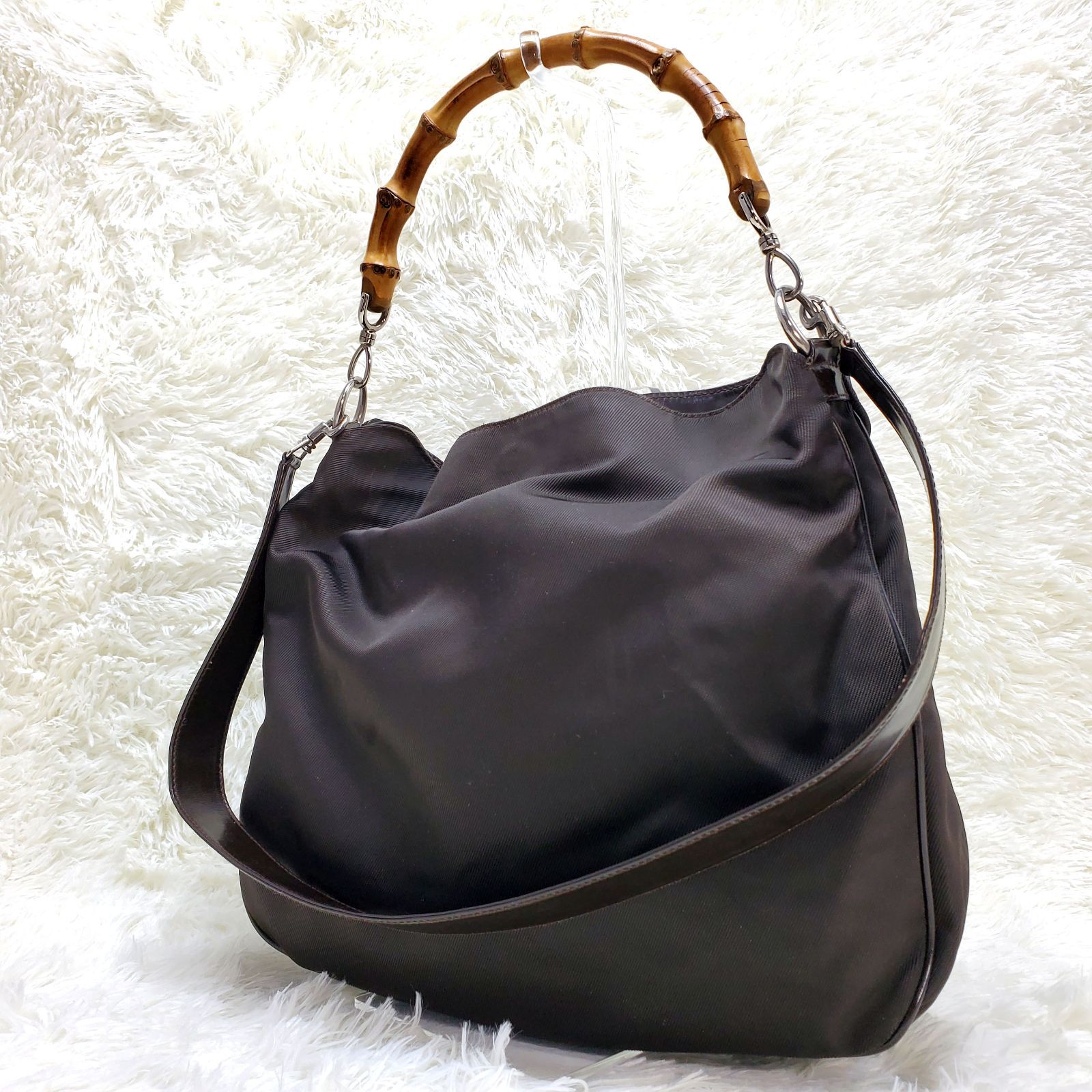 GUCCI グッチ ハンドバッグ 黒 バンブー 2way ショルダーバッグ GUCCI グッチ ハンドバッグ/ショルダーバッグ ヴィンテージ 2way