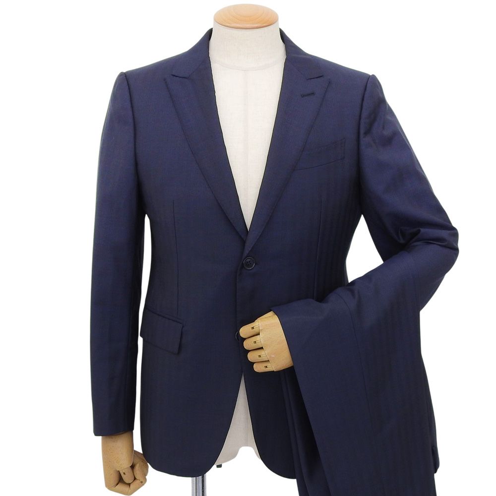 超 エルメネジルドゼニア Ermenegildo Zegna 現行タグ 622036 シャドーチェック ウール セットアップ スーツ 48 定価80万円