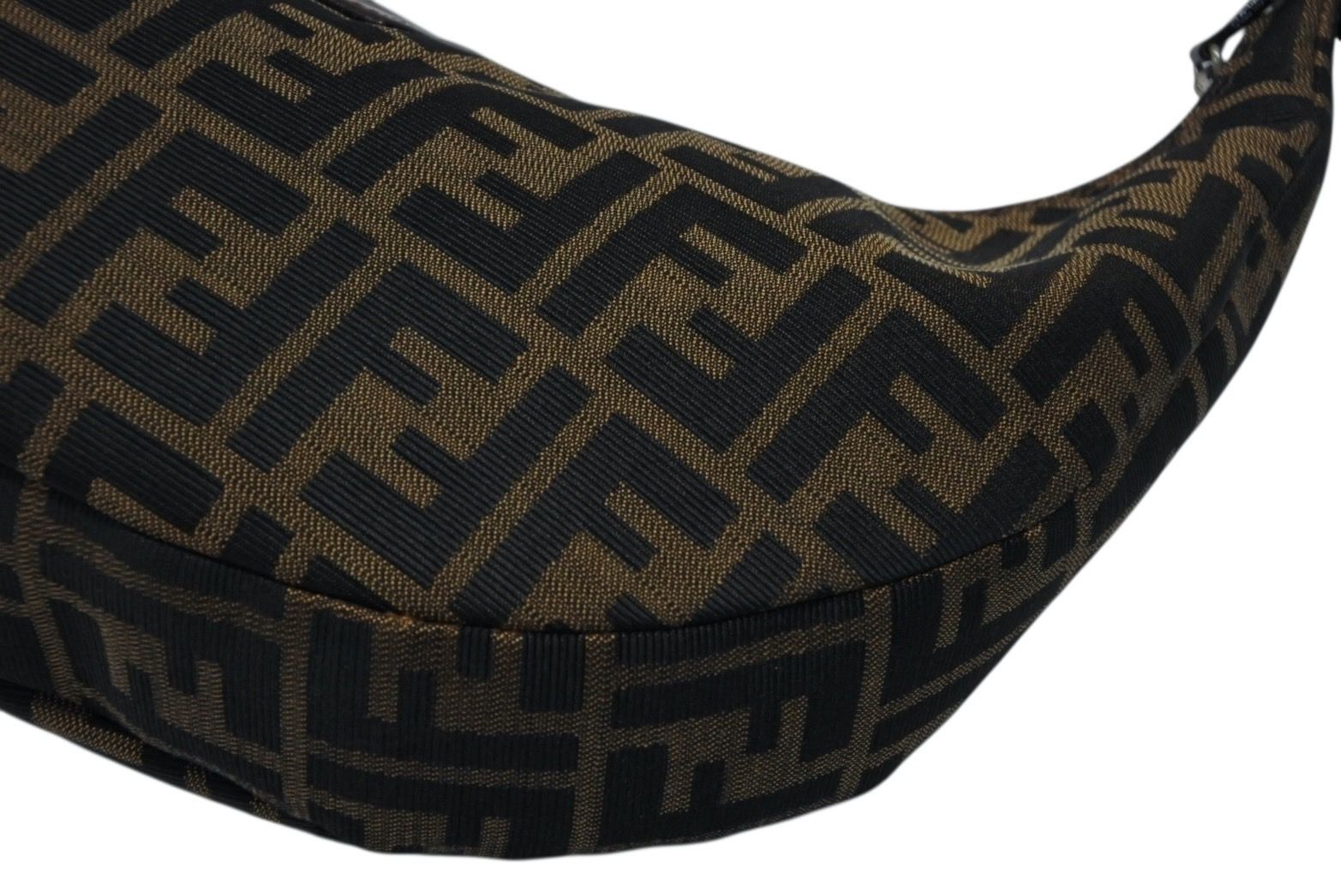 FENDI フェンディ クロワッサン ハーフムーン ワンショルダーバッグ ハンドバッグ キャンバス ブラウン シルバー金具 4 b 007317