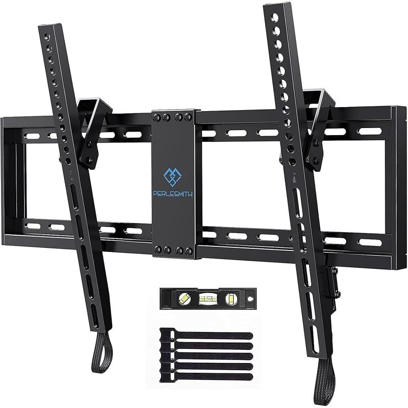 全国無料，安い PERLESMITH 壁掛けテレビ金具 32~82インチ対応 薄型 ティルト式 耐荷重60kg tv壁掛け金具 かべかけ金具 下向き7度角度調節可能 壁からの距離3cm VESA600x400mm 1 テレビ台