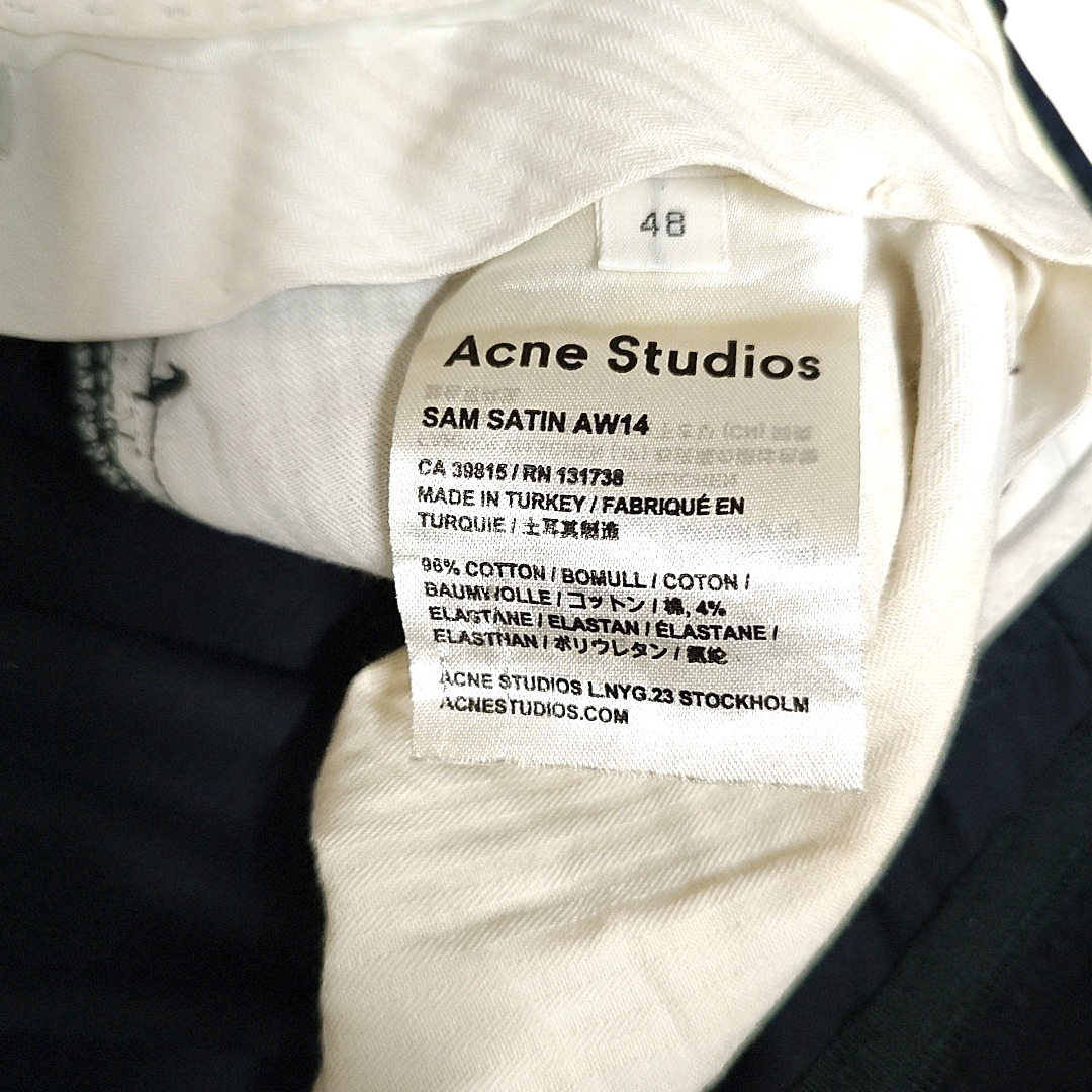 ACNE アクネ コットン ストレート パンツ 48 ネイビー