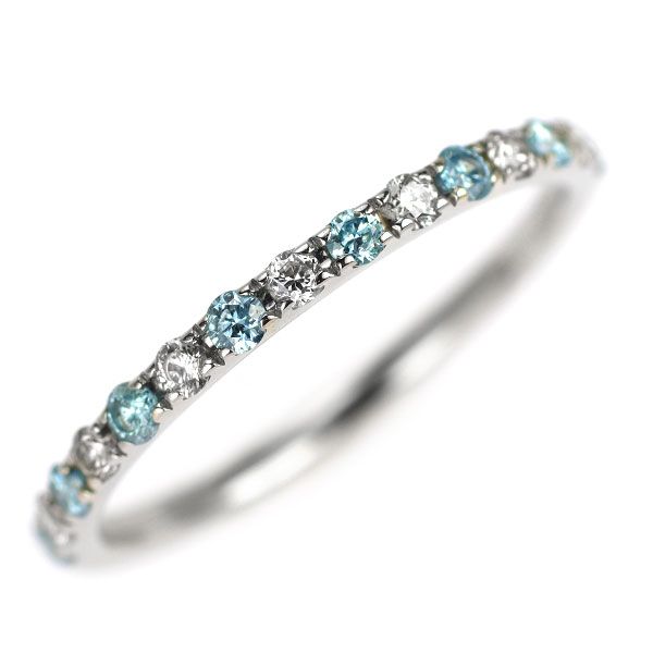 Pt900 アイスブルー/カラーレス ダイヤモンド リング 0.30ct