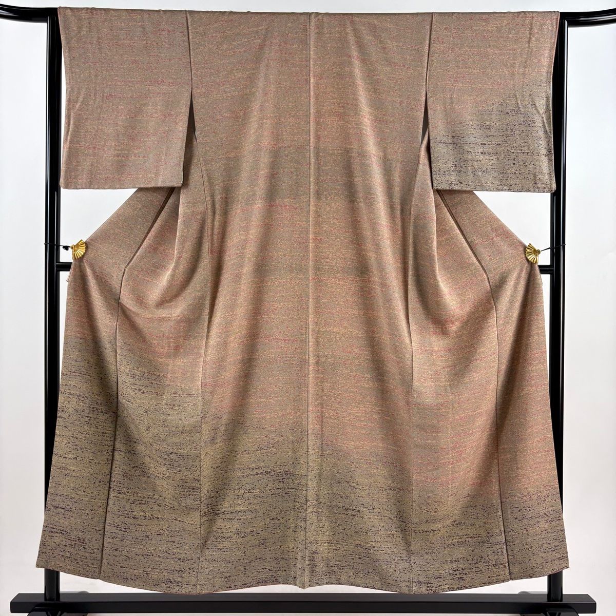 付下げ 身丈154.5cm 裄丈64cm M 袷 霞 金通し 小豆色 正絹 秀品