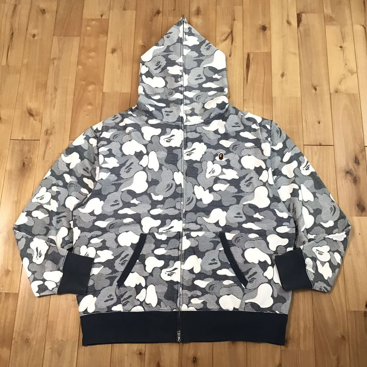 ☆XL☆ BAPE camo フルジップ パーカー ネイビー a bathing ape full  