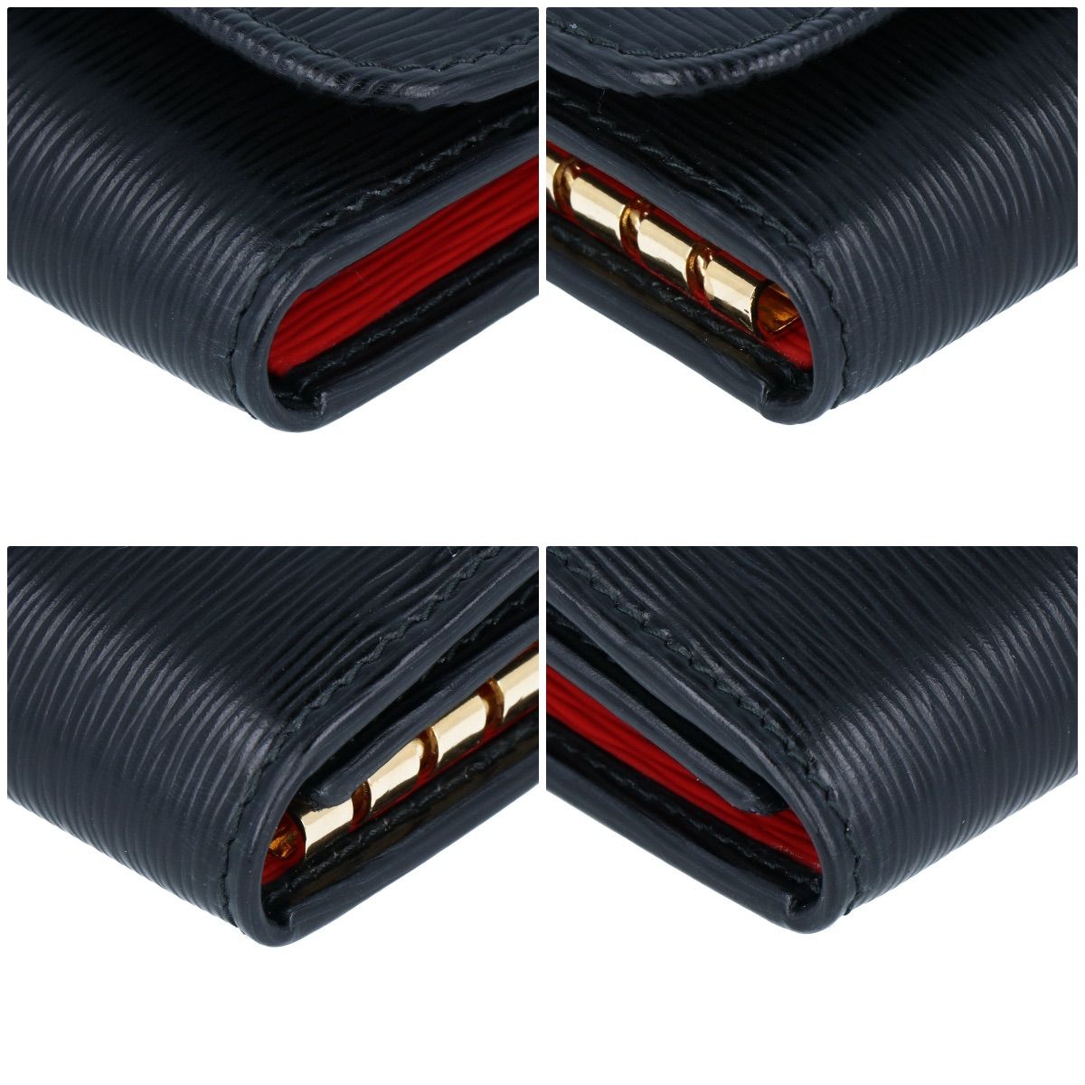 ネギラー油PRADA レア✨レザー キーケース6連/ブラック×レッド PRADA】プラダ 6連キーケース 1PG222-2BNC-F0TMH レザー