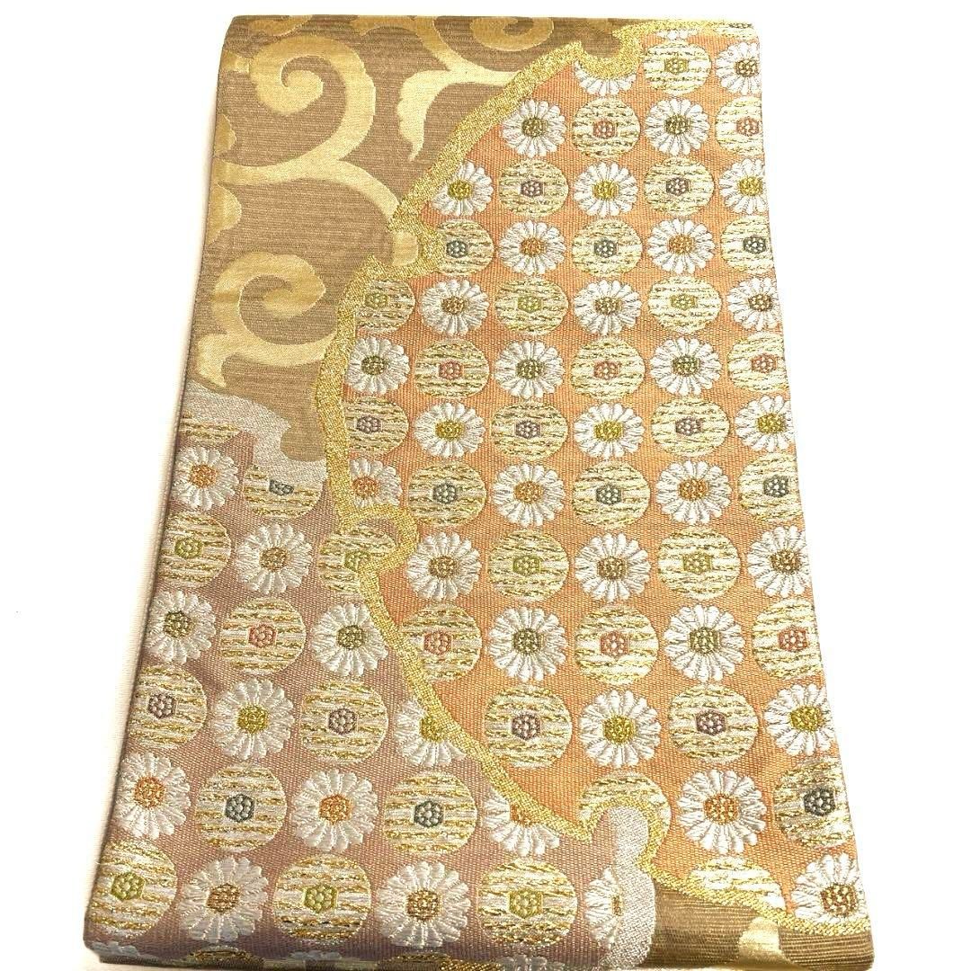 未着用 袋帯 唐草 雪輪 菊花模様 金糸 着物 103b p - メルカリ
