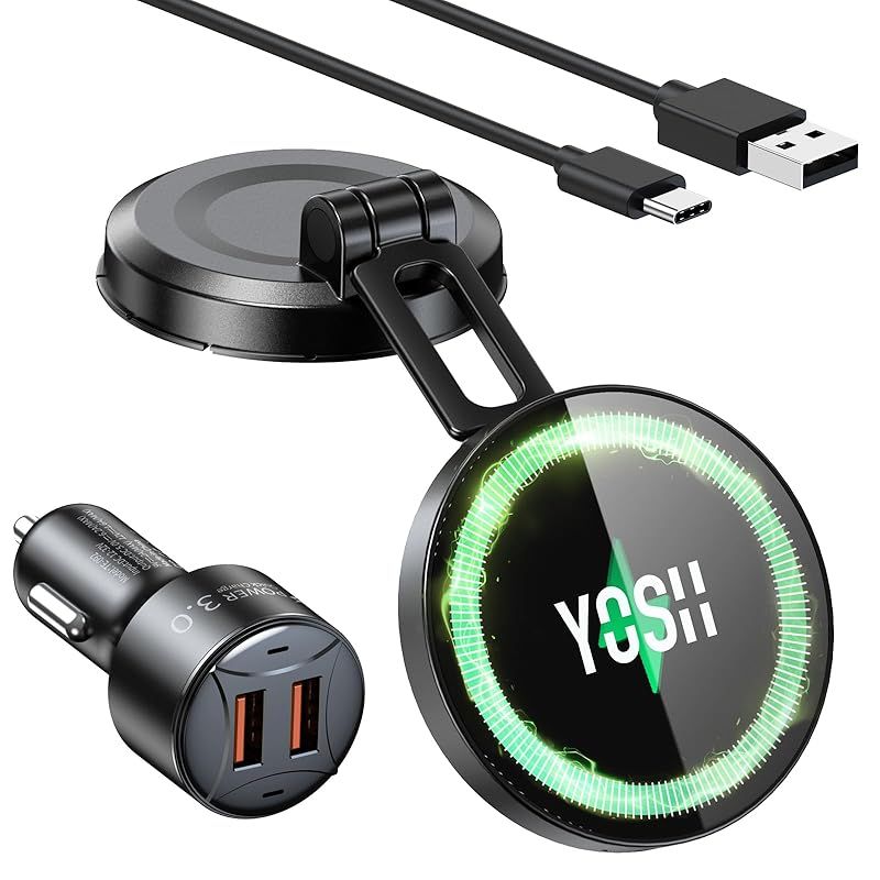 Aporia (アポリア) - iPhone +12用MagSafe対応車載カップホルダー| 15W高速充電マウントホルダー充電器 YOSH スマホホルダー 車 マグネット ワイヤレス充電 MagSafe対応 15W急速充電 曲面対応 スマホスタンド