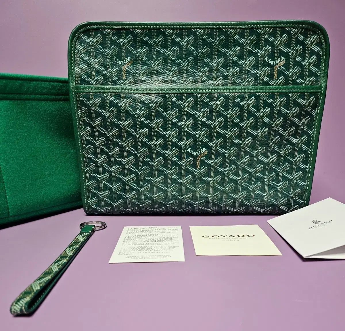 Masion Goyard ゴヤール ジュバンズ GM トゥーレット クラッチバッグ グリーン キーホルダー セット