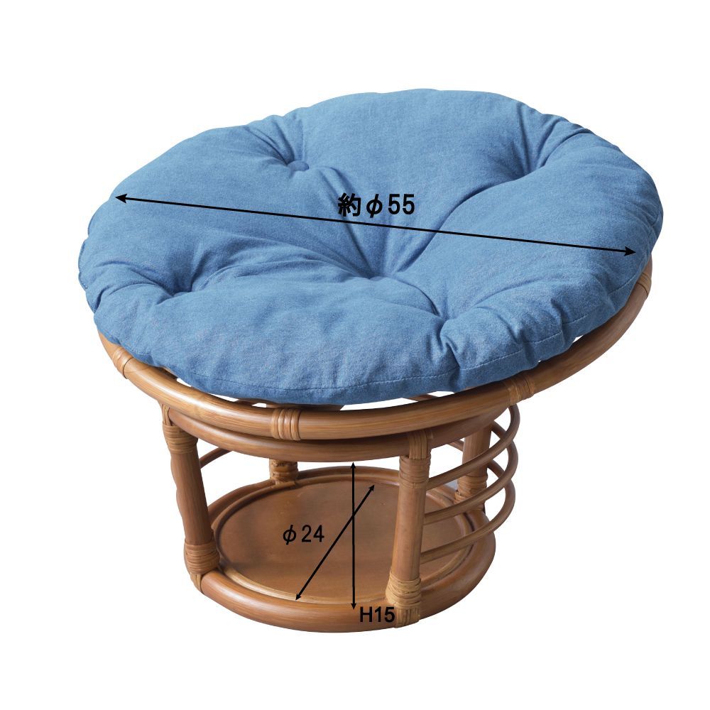 本州送料無料 ペットスツール ペットハウス ラウンド ネイビー 静的耐荷重80kg ラタン クッション付き インテリア 直径約55cm×H35 STEELWINDOWSANDDOORS_COM
