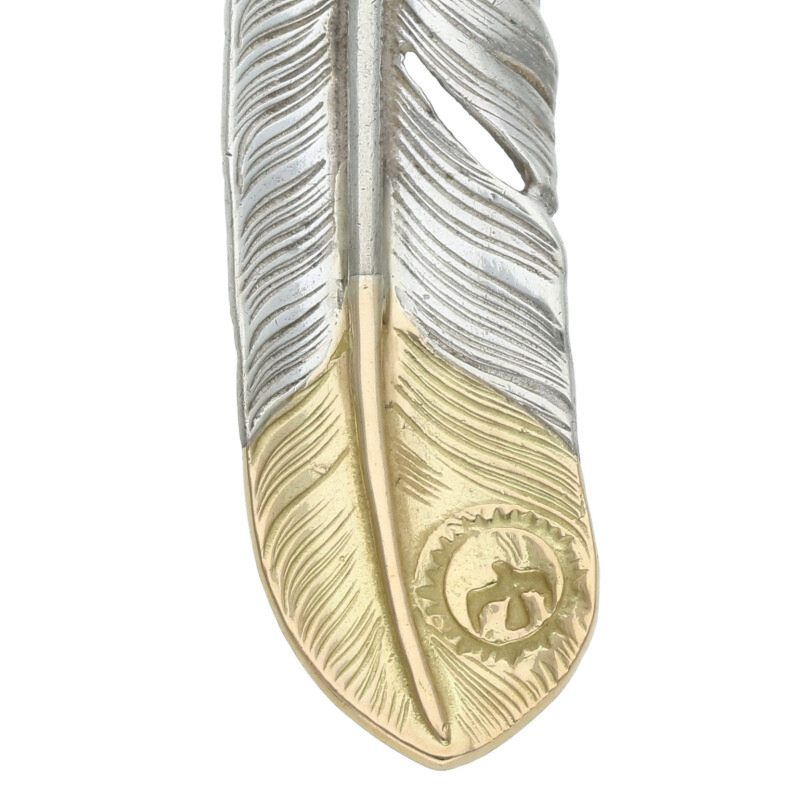 ゴローズ　上金特大フェザー　イーグルフック　細角チェーン ゴローズ goro's 金メタル付特大フェザー左 イーグルフック細角