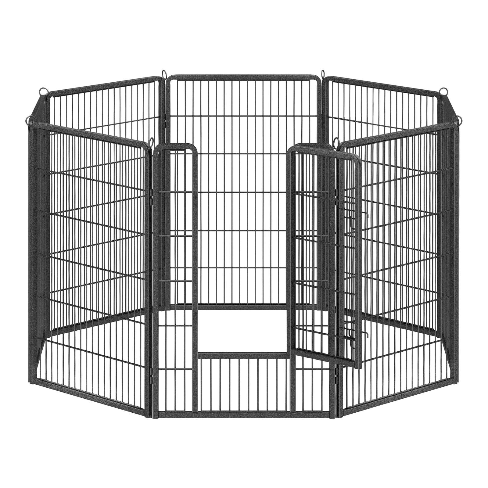 新着商品 FEANDREA ペットサークル 高さ120cm 大型犬用 超大型犬用 パネル8枚 複数連結 スチール製 組立簡単 折り畳み式 犬ゲージ 全成長期使用可 室内外兼用 犬用サークル PPK012B01 ペットフェンス