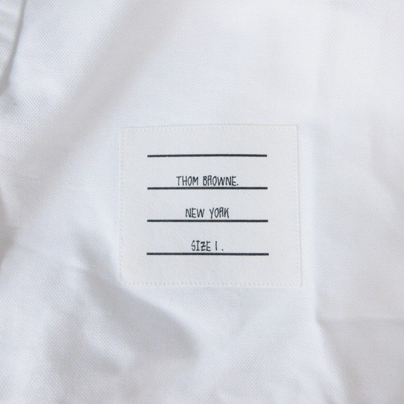 THOM BROWNE ホワイト オックスフォードBD長袖シャツ SIZE 1 オックスフォード アームバンド スーパーサイズ シャツ | Thom