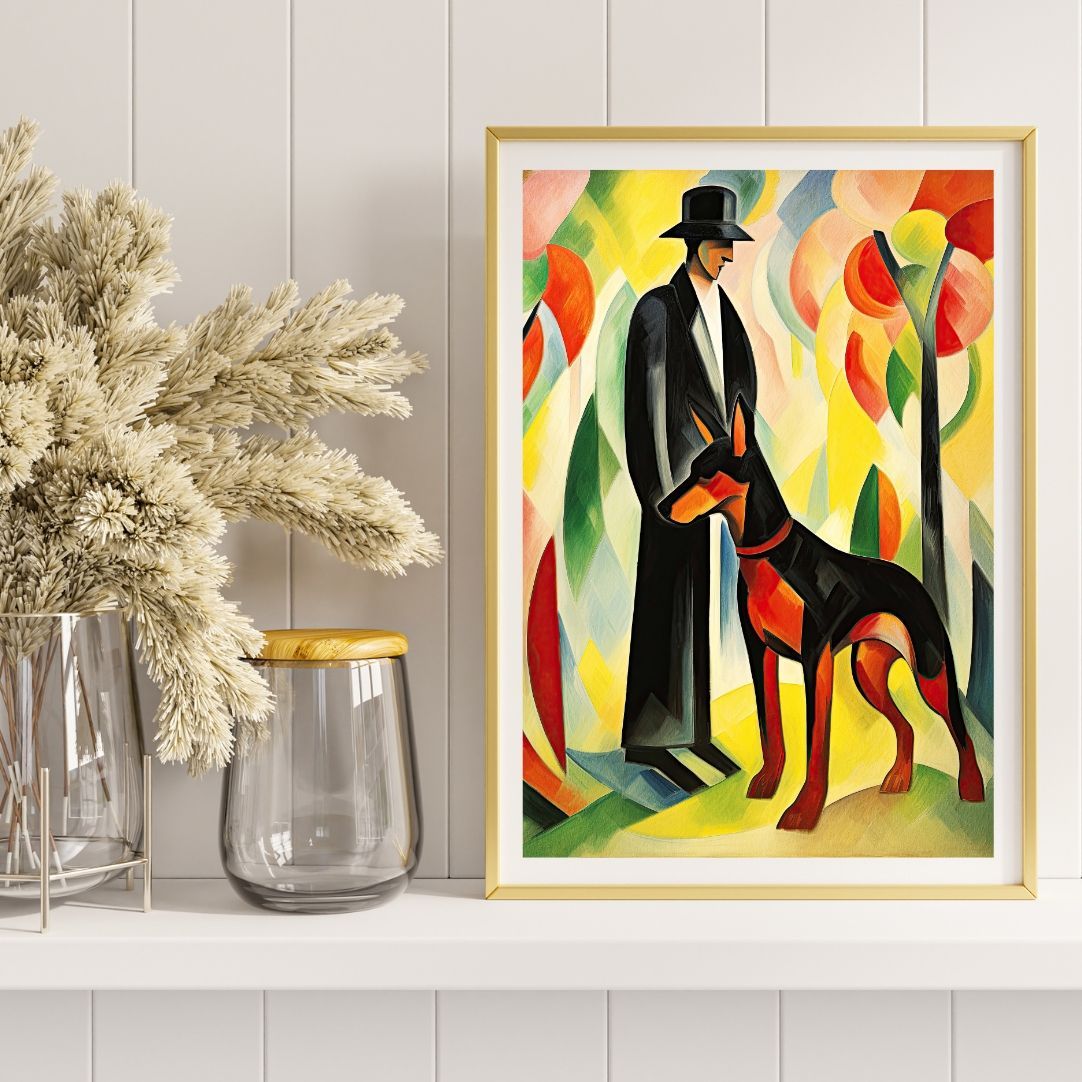 公園の午後 - ドーベルマン犬 No.4】ジークレー版画＊名入れOK！モダン