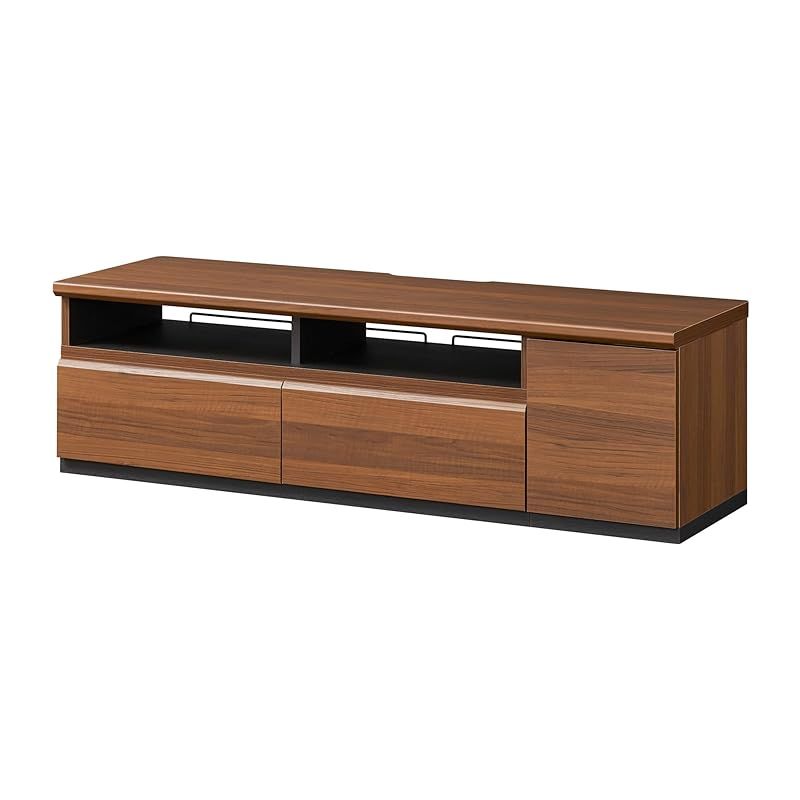 【32-55V 大型テレビ用 】白井産業 テレビ台 ローボード テレビボード 伸縮可能 角度を変えてコーナーテレビ台にできる wifi ルーター・ Switch 等も入るたっぷり収納 おしゃれなダークブラウン