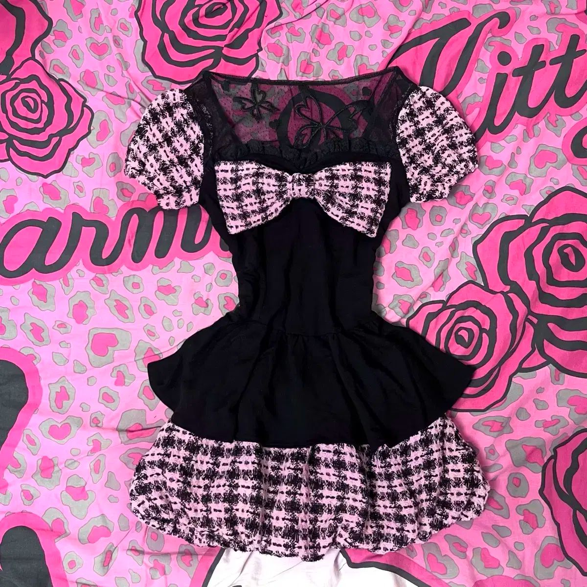 MA*RS マズ ヒメ ロマンティック ギャル 必須アイテム BLACKPINK いちごミルク ツイード CHECK セットアップ ピンター