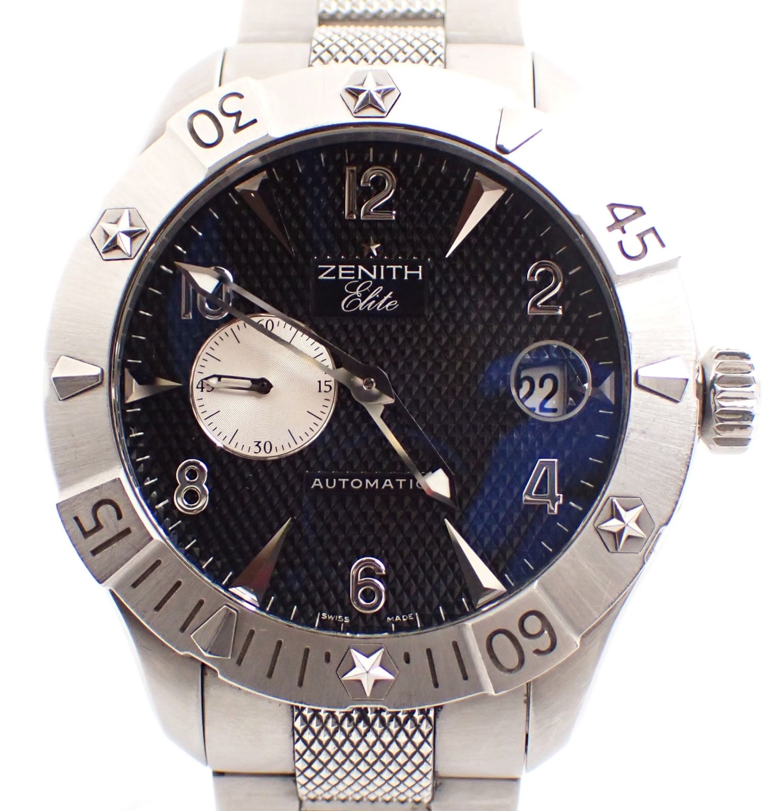 定価76万 ZENITH ゼニス デファイクラシック 03.0516.680 エリート SS AT 自動巻き ステンレス ブラック文字盤 黒 裏スケ メンズ 腕時計