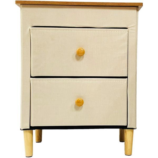 折りたためるファブリックチェスト（木天板）2段 アイボリー
