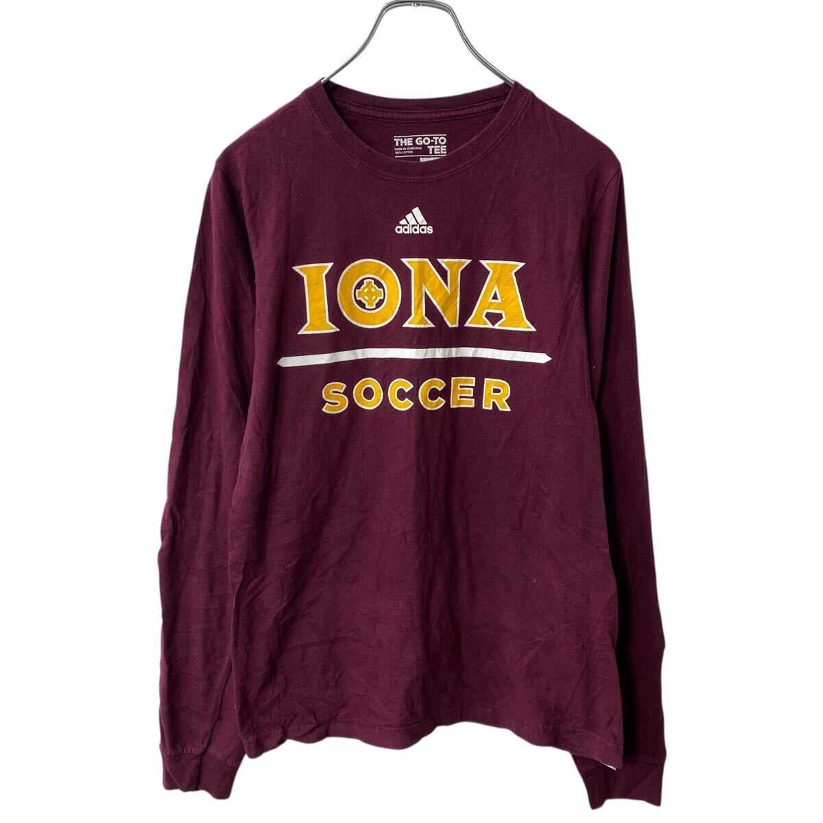adidas 長袖 プリントTシャツ S バーガンディ アディダス サッカー 