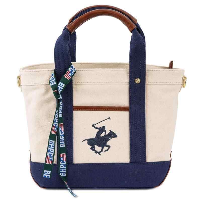 ビバリーヒルズポロクラブ BEVERLY HILLS POLO CLUB トートバッグ BH1006N メンズ レディース XSサイズ ショルダーバッグ 2WAY IV|NV|NV アイボリー×ネイ