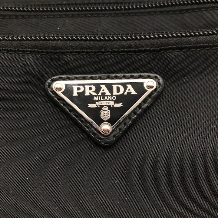 良品 PRADA プラダ 三角ロゴ プレート ウエスト ポーチ バッグ