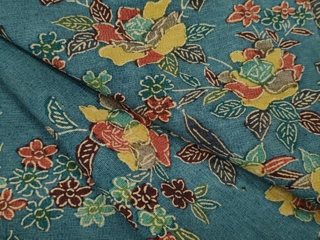 平和屋着物▽上質な小紋 単衣 型染め 枝花文 正絹 逸品