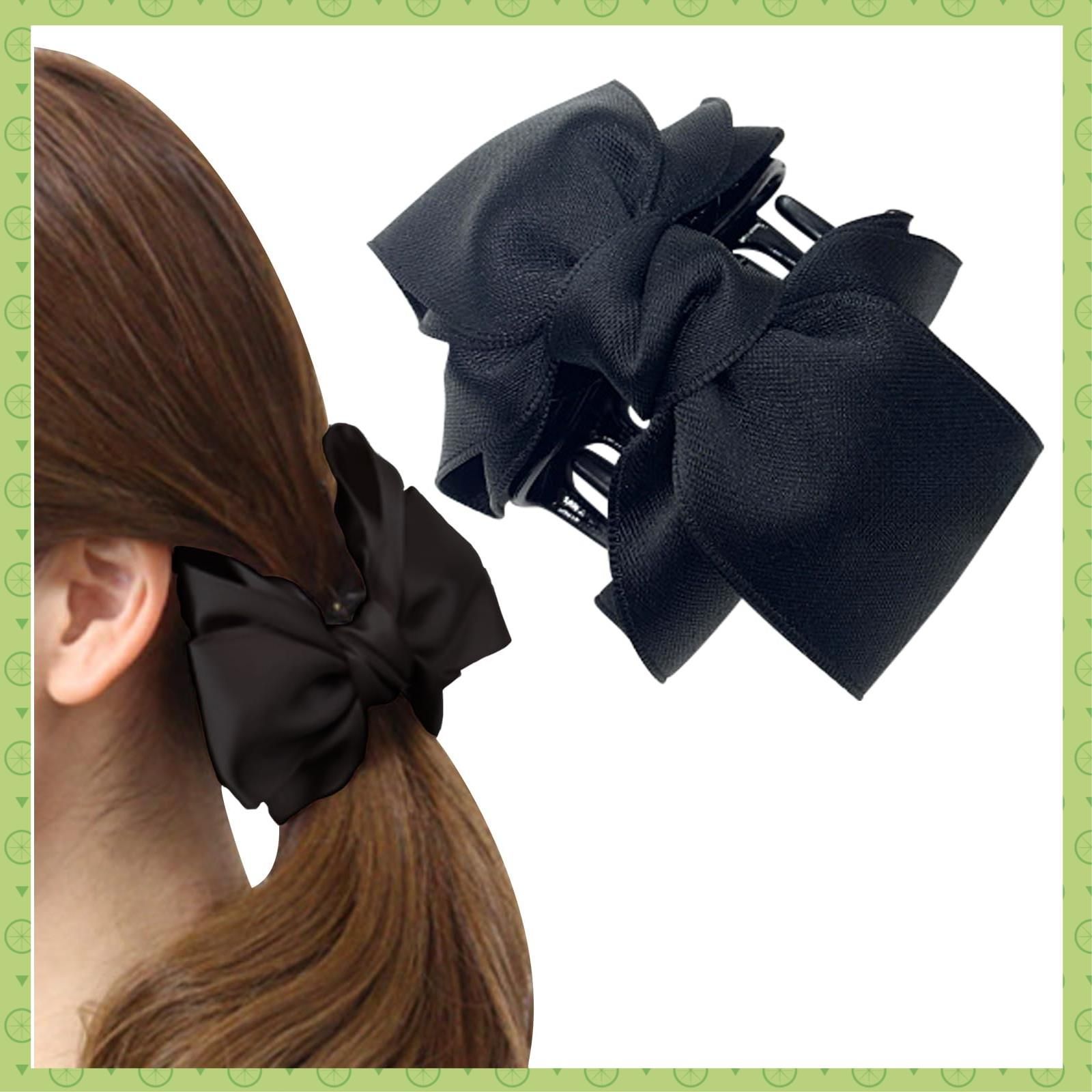 【数量限定】[Herbeluemily] ヘアクリップ リボン リボンクリップ ヘアアクセサリー バンスクリップ ボリューム 上品 ブラック