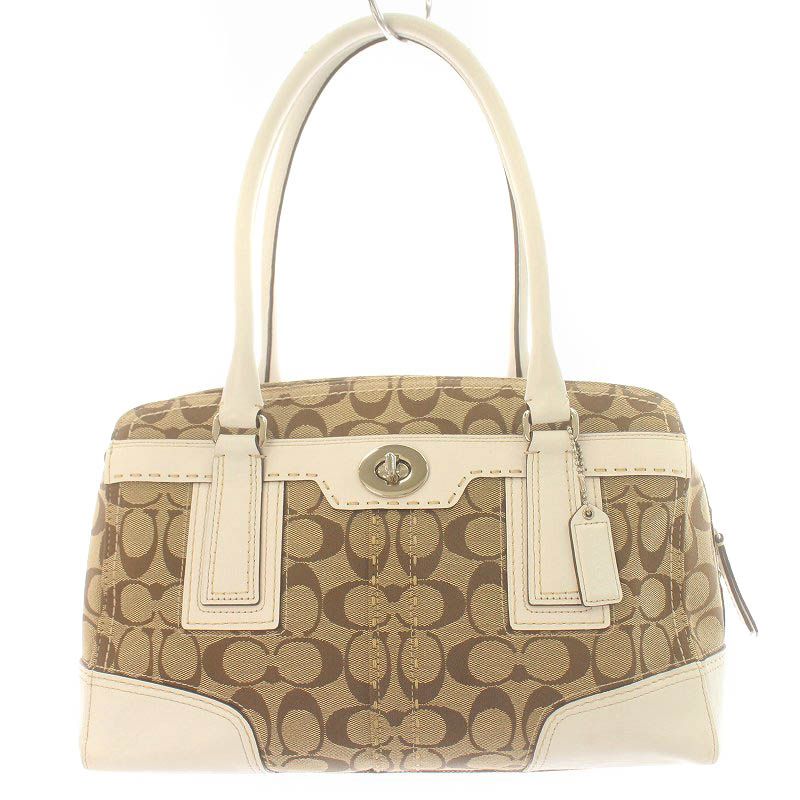 コーチ COACH シグネチャー ハンドバッグ キャンバス レザー コーチ COACH シグネチャー ハンドバッグ キャンバス レザー