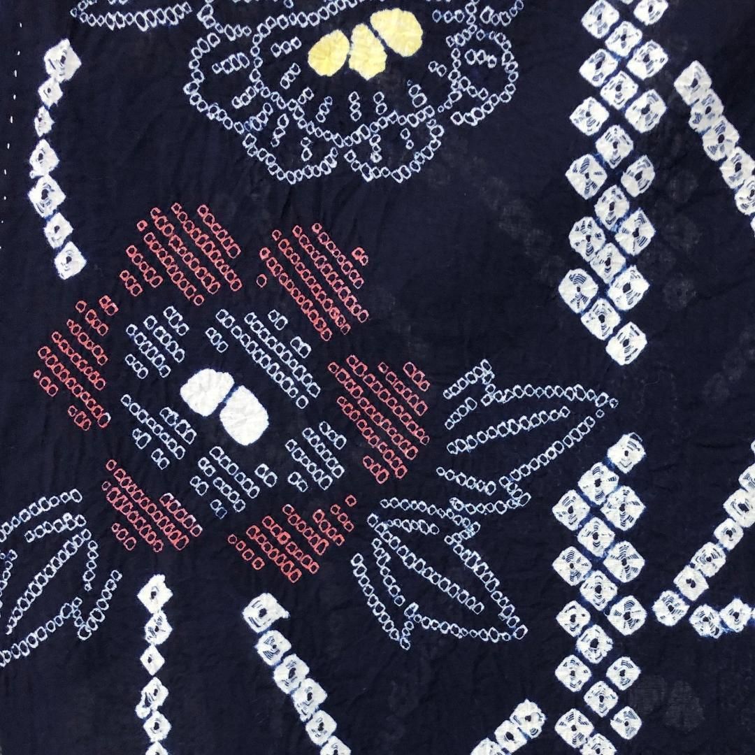 夏着物 浴衣 有松鳴海本絞り 花唐草模様 藍色 しつけ糸 K-4860 - メルカリ 