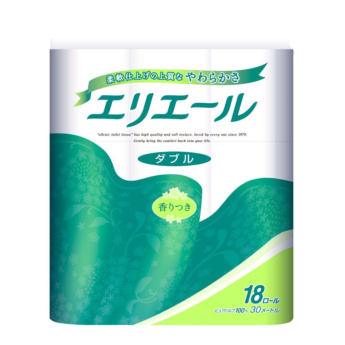 数量 エリエール トイレットペーパー 30m×18ロール ダブル パルプ リラックス感のある香り