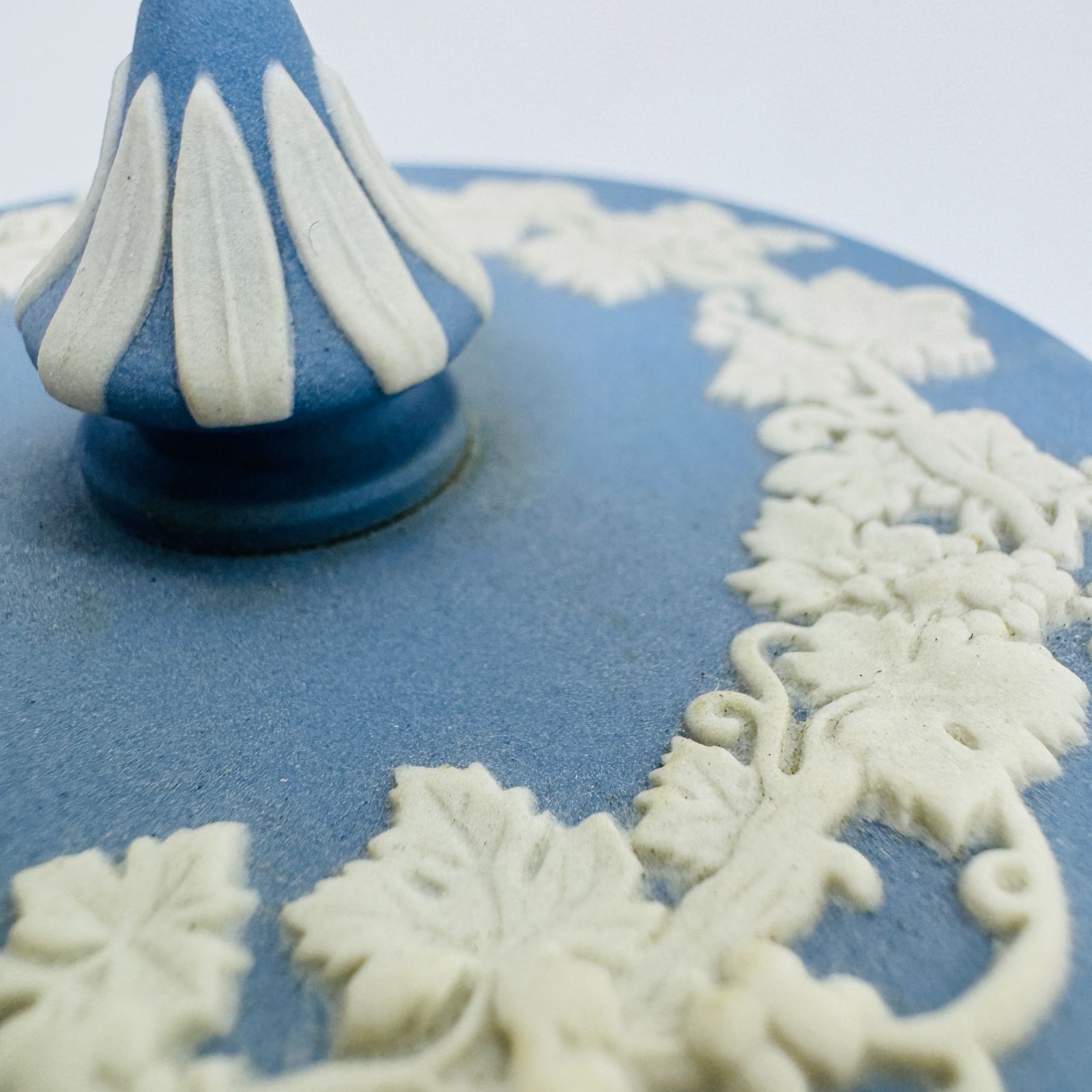 S【ヴィンテージ】WEDGWOOD ウェッジウッド ジャスパー ブルー 蓋付き