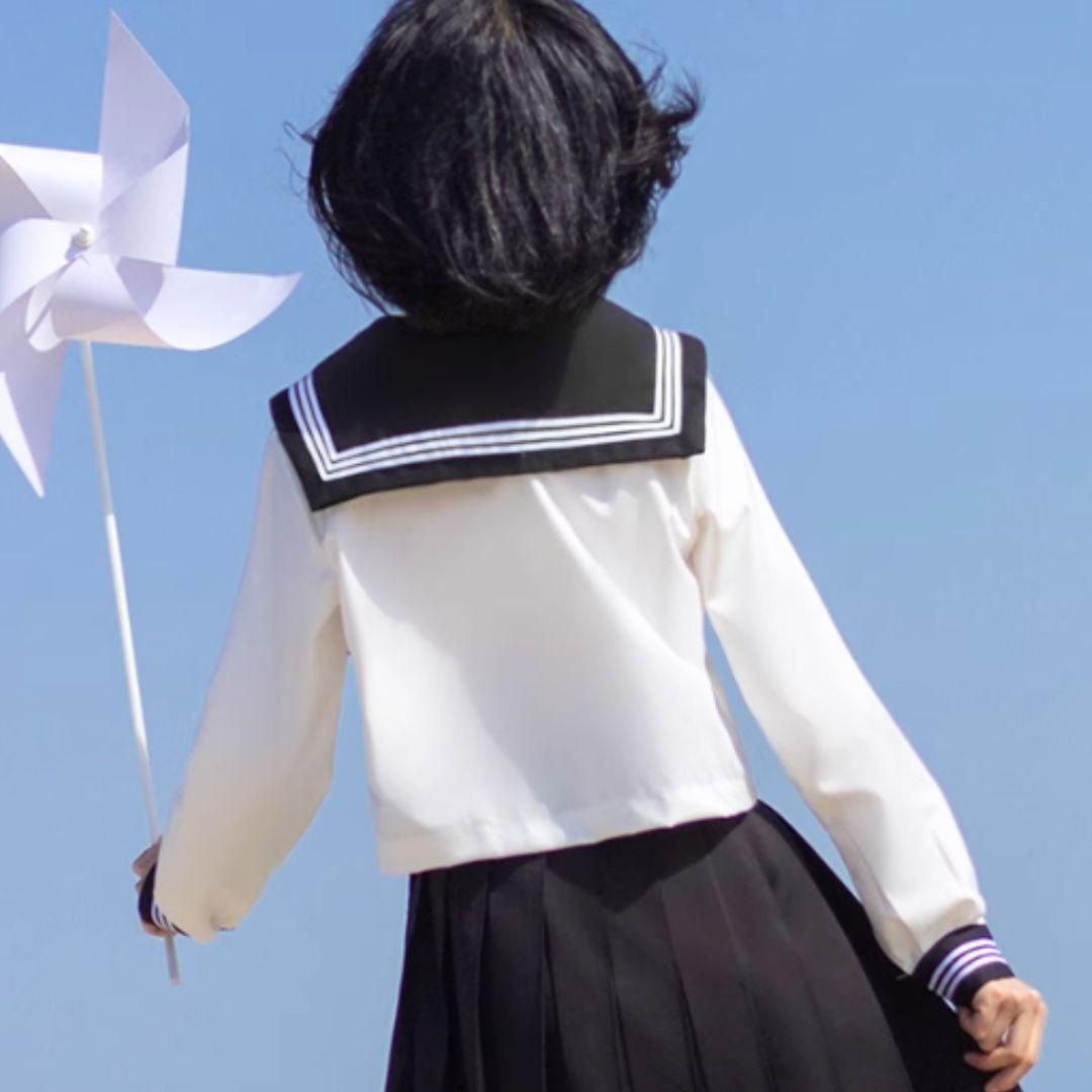 中学 高校 合服 セーラー服 長袖 上下セット 襟カバー 名古屋襟 スカーフ 中学 高校 合服 セーラー服 長袖 上下セット 襟カバー 名古屋襟