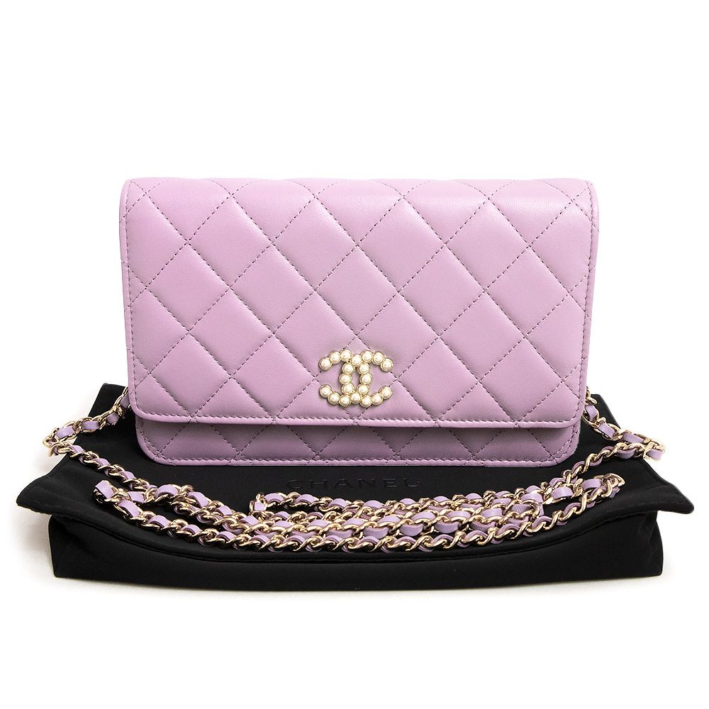 シャネル マトラッセ ココマーク パール チェーンウォレット財布 斜め  