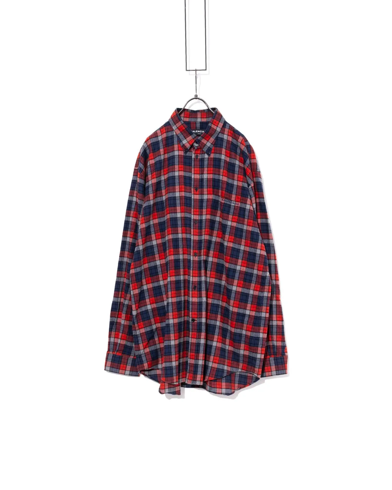 BALENCIAGA チェックシャツ バックロゴ ビッグシルエット レッド BALENCIAGA チェックシャツ バックロゴ ビッグシルエット レッド