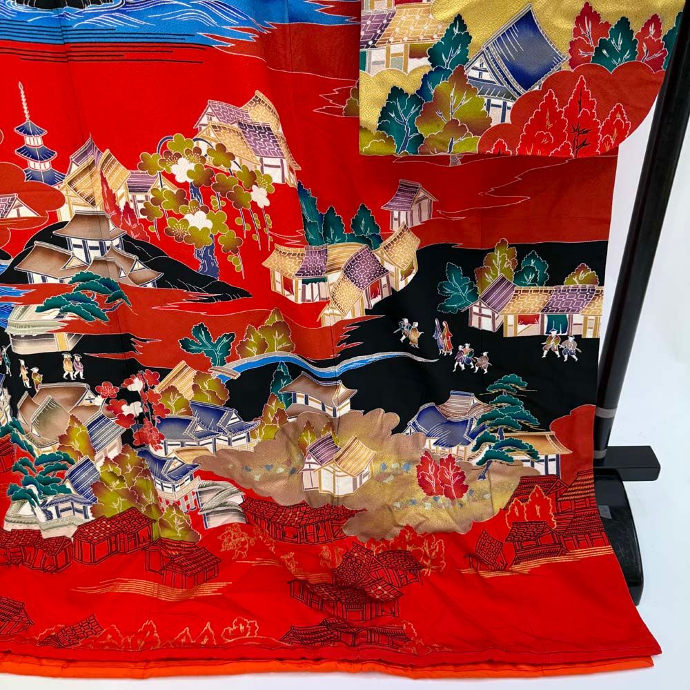 ★婚礼衣装★本振袖　引き振袖　正絹　花嫁 本振袖 引き振袖 正絹 赤 花柄 古典 刺繍 結婚式 裄64.2cm B