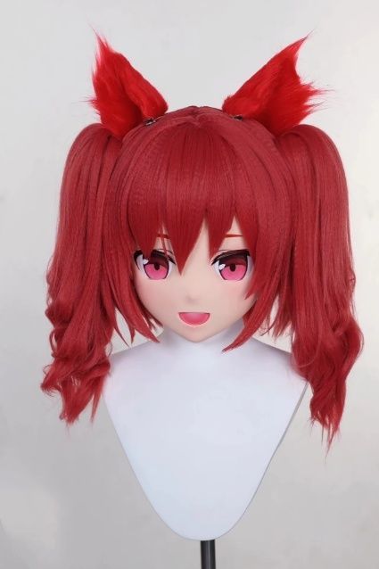 全頭マスク カツラ付き ロック付き NO.363 ドール ヘッドロリータ人形 コスプレ 変身 仮装 着ぐるみ kigurumi 二次元
