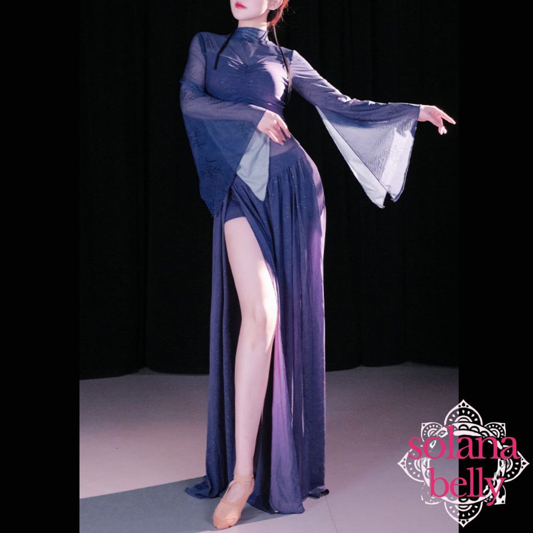 ベリーダンス レッスン着 レース セットアップ ブルー LW0120BU