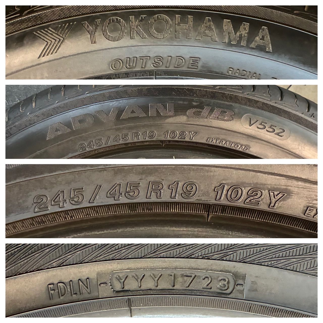 増税でも値上げ一切なし！ 製 約8～8.5分山 ヨコハマ YOKOHAMA アドバン ADVANdB V552 245 45R19 4本 h_296 通販特価!