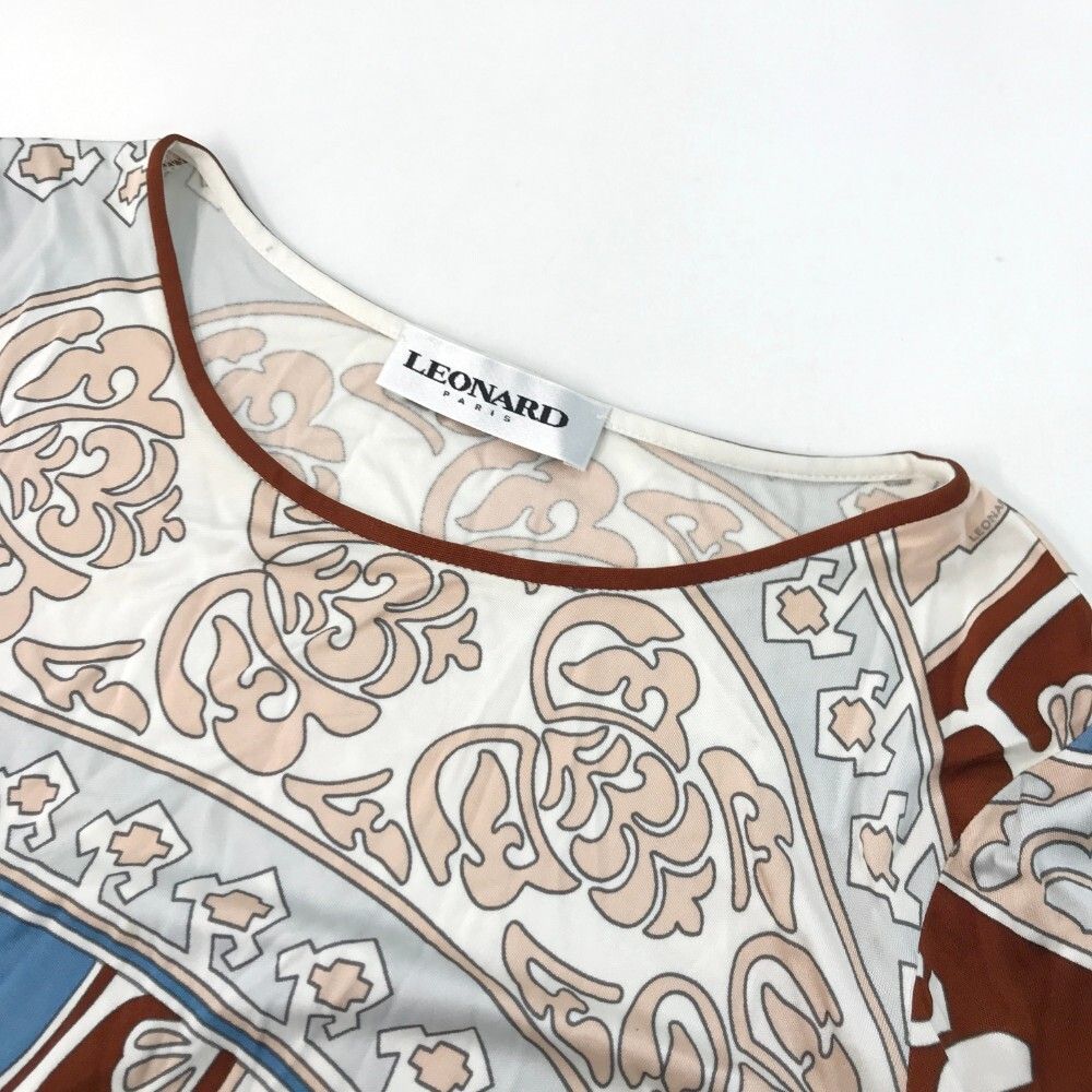レオナール　Leonard ペイズリー柄ストール ベージュ ブラウン LEONARD レオナール シルクワンピース ペイズリー ブラウン系 36