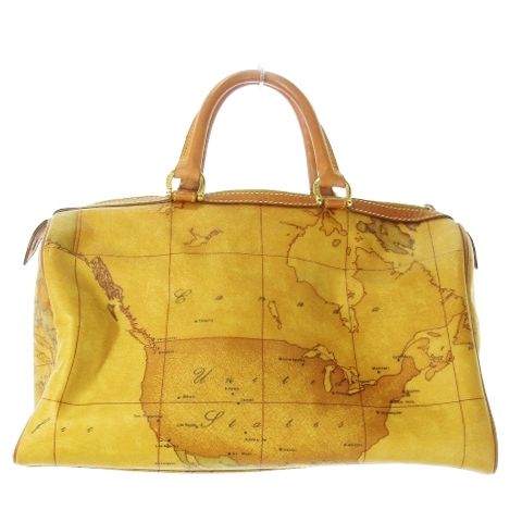 ✨上美品✨☘️PRIMA CLASSE☘️✨ボストンバッグ✨地図柄✨PVCレザー✨ PRIMA CLASSE PLIMA プリマクラッセ ボストンバッグ ブラウン