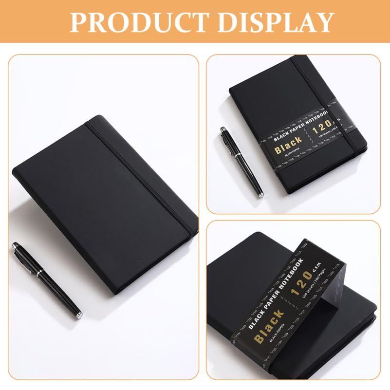 数量限定 STOBOK 黒い紙ノート A5サイズ 黒い紙 メモ 黒紙