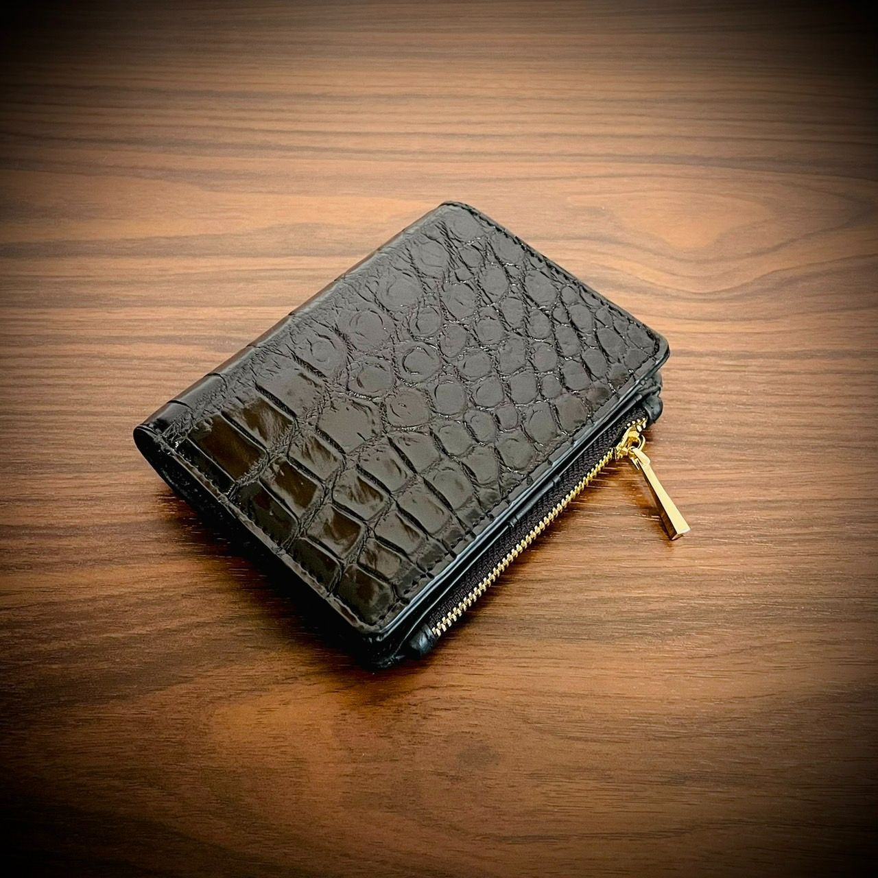 シャイニング クロコダイル メンズ財布 二つ折り 財布 証明付 藍染 