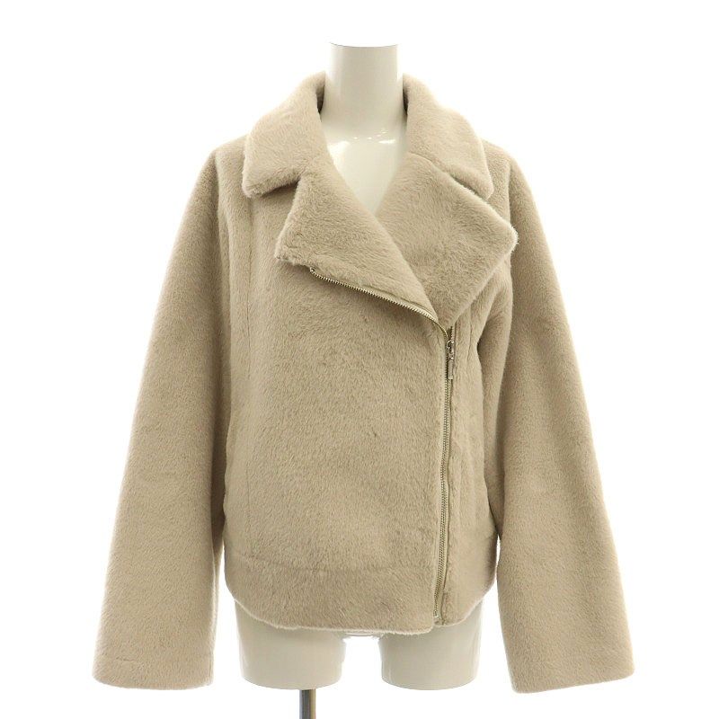 新品 ジャスグリッティー フラッフィー ライダース ファー コート グレージュ ジャスグリッティー JUSGLITTY 23AW フラッフィーライダース
