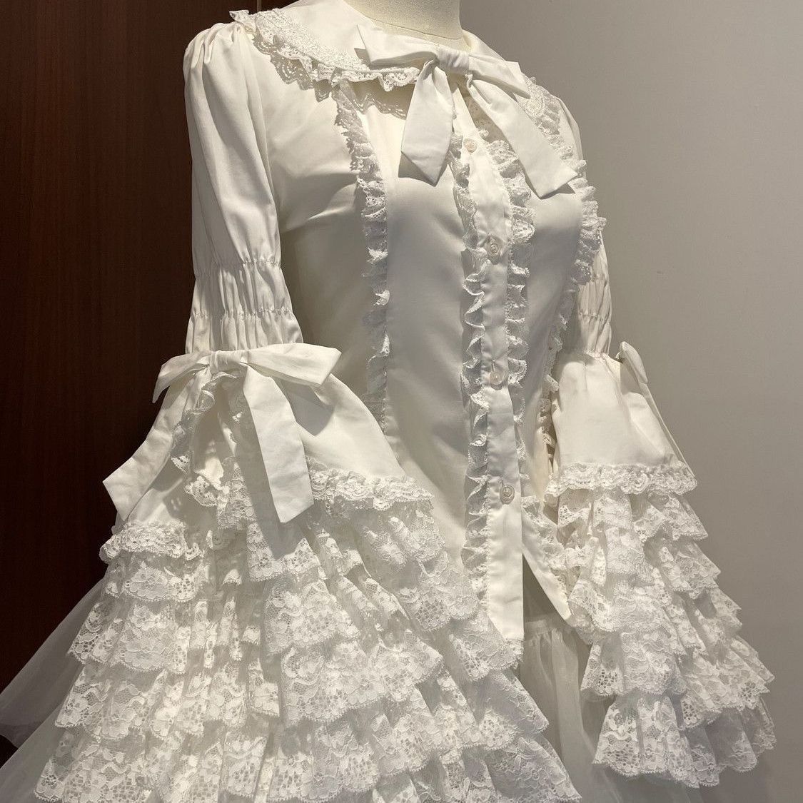 姫袖 ロリータブラウス 白 長袖 レース シャツ 甘ロリ dolllolita コスプレ