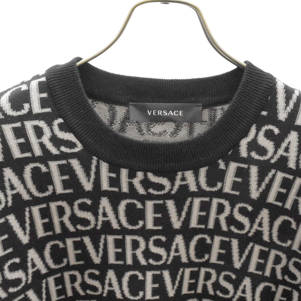 VERSACE (ヴェルサーチ) ブランドロゴ クルーネックニット セーター 総 