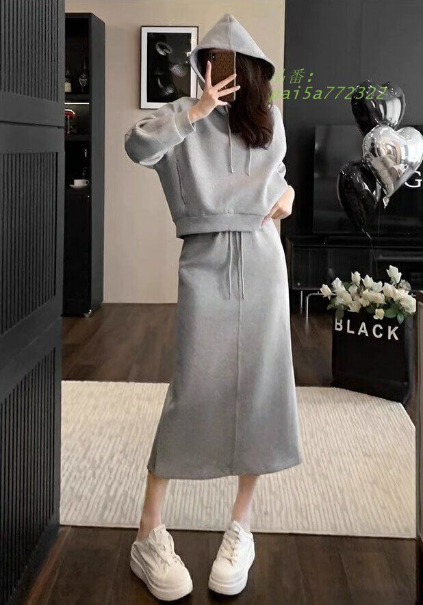 セットアップ スウェット レディース カジュアル 冬 セットアップ 上下 秋冬 フード付き 部屋着 ルームウェア スカート 上下セット 大きいサイズ pai5a772322